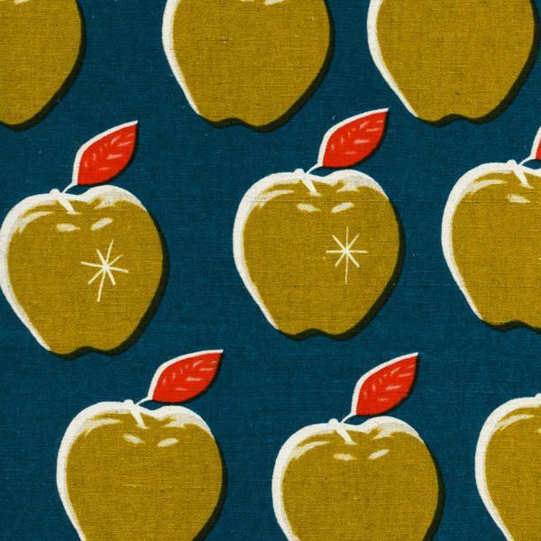 Picnic Canvas Apples in Teal and Mustard