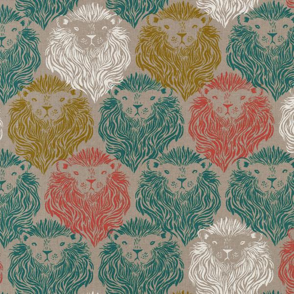 Cotton+Steel - August Linen/Cotton Canvas Monarch in Coral and Teal